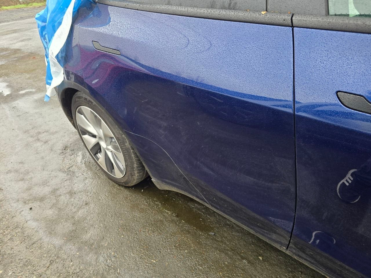 Tesla Model Y 2020-2025 Rear Right Door - Full Assembly (Deep Blue Metallic-PPSB) OEM (used) 1493562-E0-A