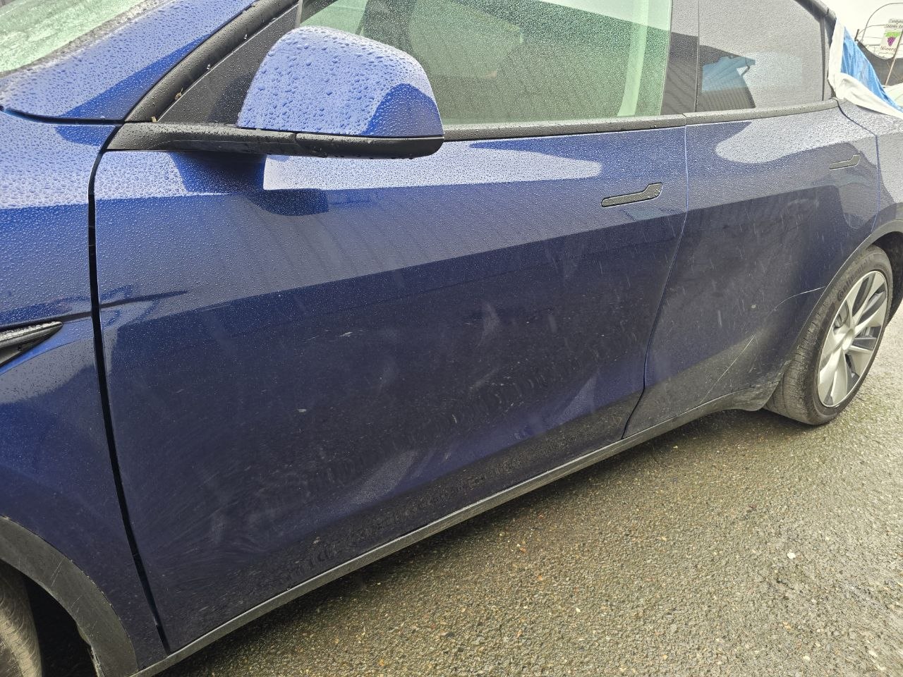 Tesla Model Y 2020-2025 Front Left Door - Full Assembly (Deep Blue Metallic-PPSB) OEM (used) 1505460-E0-A