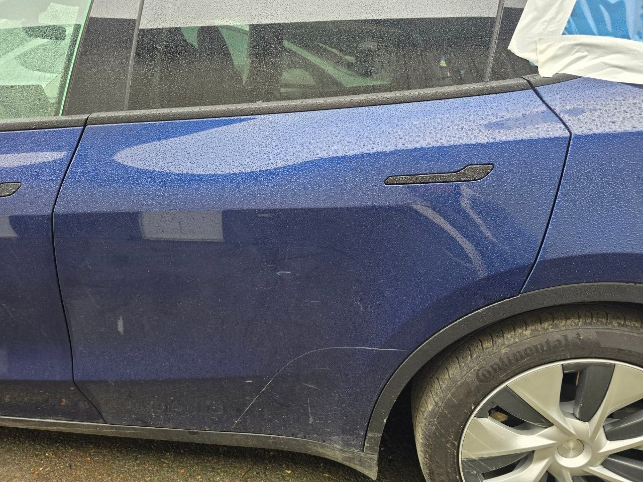 Tesla Model Y 2020-2025 Rear Left Door - Full Assembly (Deep Blue Metallic-PPSB) OEM (used) 1493561-E0-A