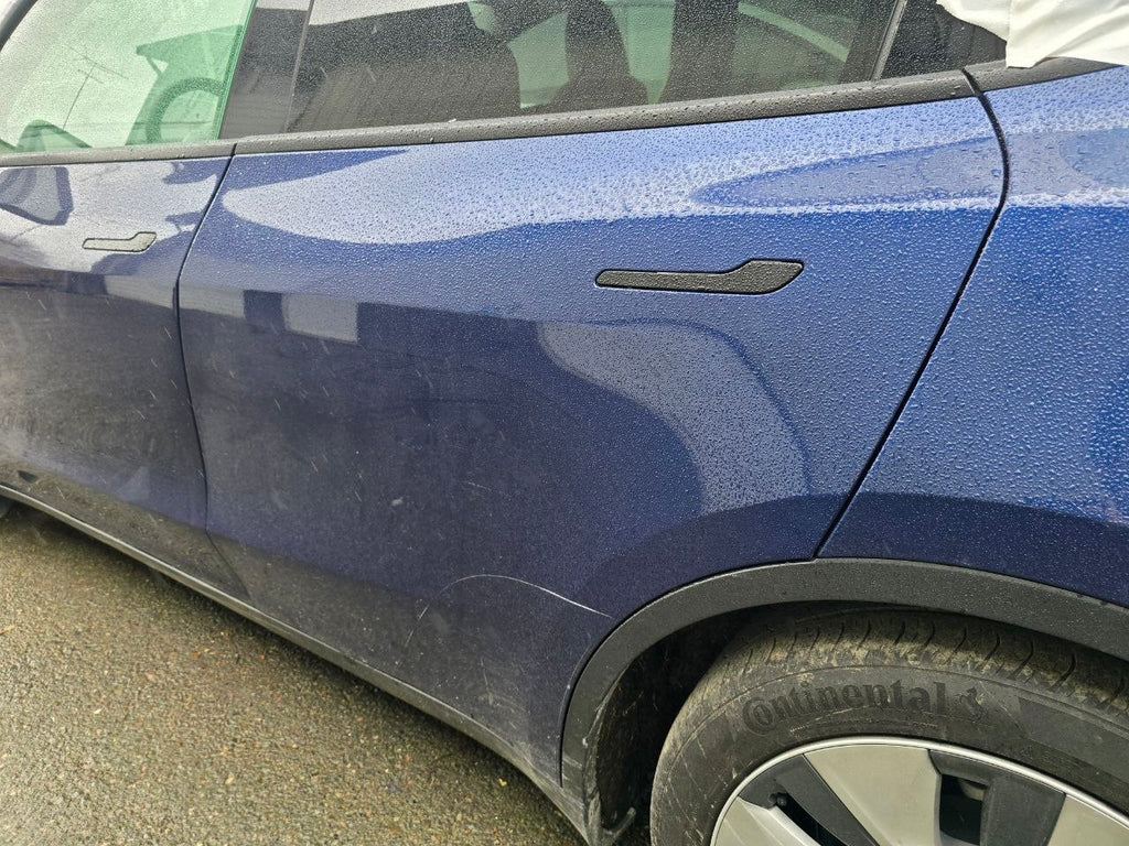 Tesla Model Y 2020-2025 Rear Left Door - Full Assembly (Deep Blue Metallic-PPSB) OEM (used) 1493561-E0-A