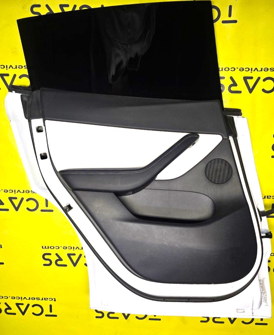 Tesla Model Y 2020-2025 Rear Left Door - Full Assembly (Pearl White - PPSW) OEM (used) 1493561-E0-A