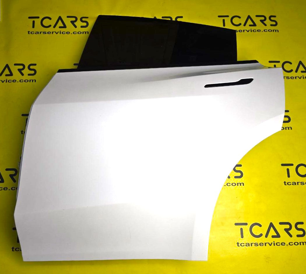 Tesla Model Y 2020-2025 Rear Left Door - Full Assembly (Pearl White - PPSW) OEM (used) 1493561-E0-A